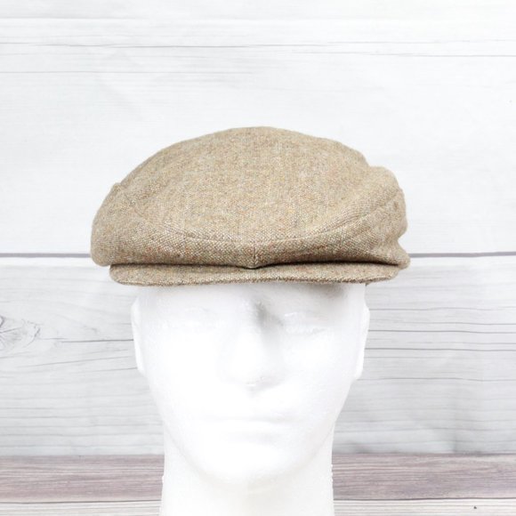 Vintage! Hatterdashery Wool Tweed Brown Tan Snap Cabbie Newsboy Cap Size S - Picture 2 of 10
